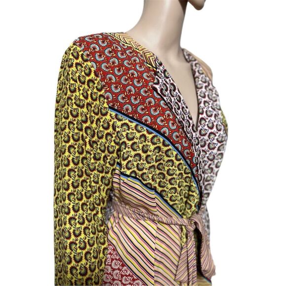 Cabi Kimono Poet Duster Jacket Dress Womens S Boho Patchwork Print Belted new - Picture 7 of 13